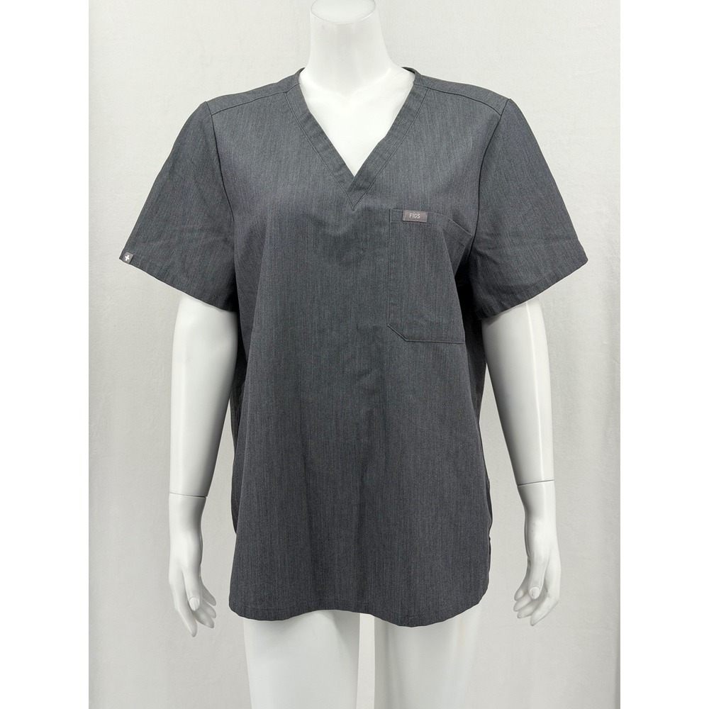 Figs Scrub Top Women XL Gray Catarina One Pocket V-Neck Stretch Healthcare Nurse